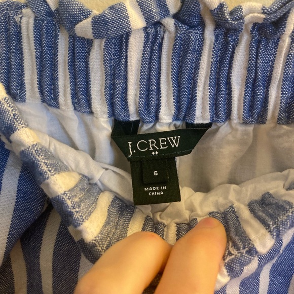 Women’s J. Crew Factory Linen Blend Blue & White Striped Mini Skirt - Picture 2 of 6